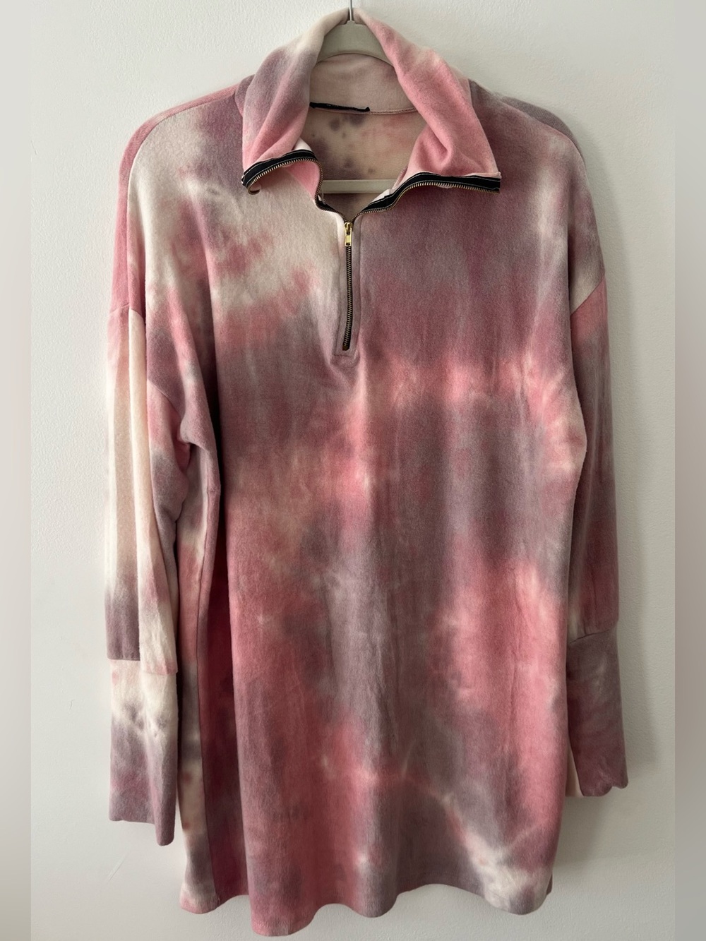 Tie Dye Quarter Zip Cowl Neck Sweater, Soft & Cozy for Beach, Made in USA